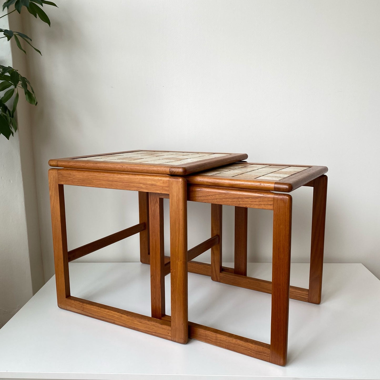 Vintage Teak + Tile Nesting Tables