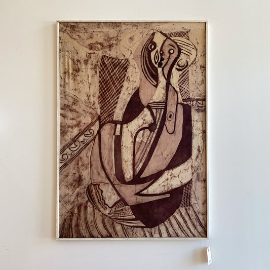 Vintage Framed Textile Art (38” x 26”)