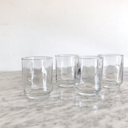 Set of 4 Clear Wavy Glass Juice Cups