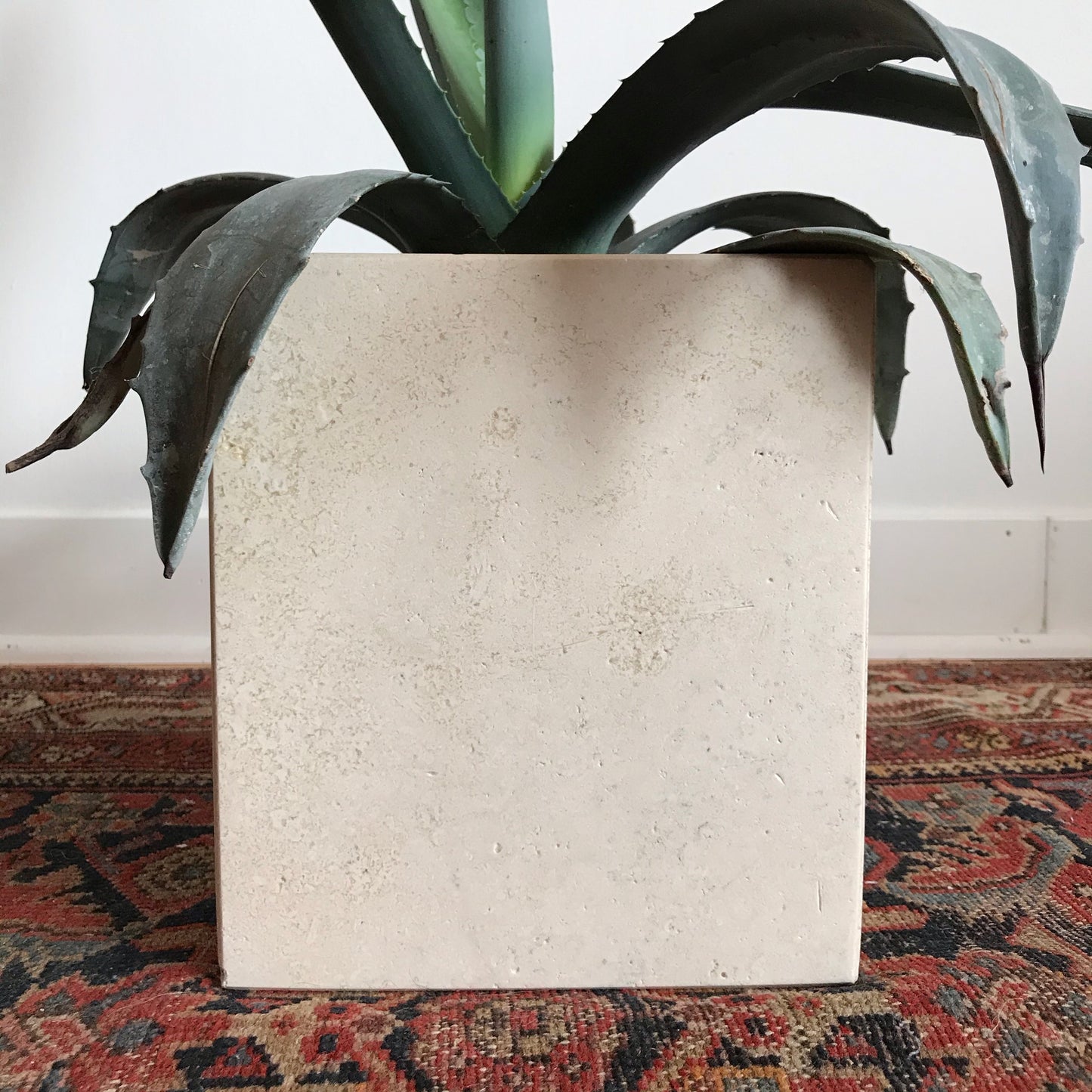 Minimalist Travertine Planter / Waste Bin