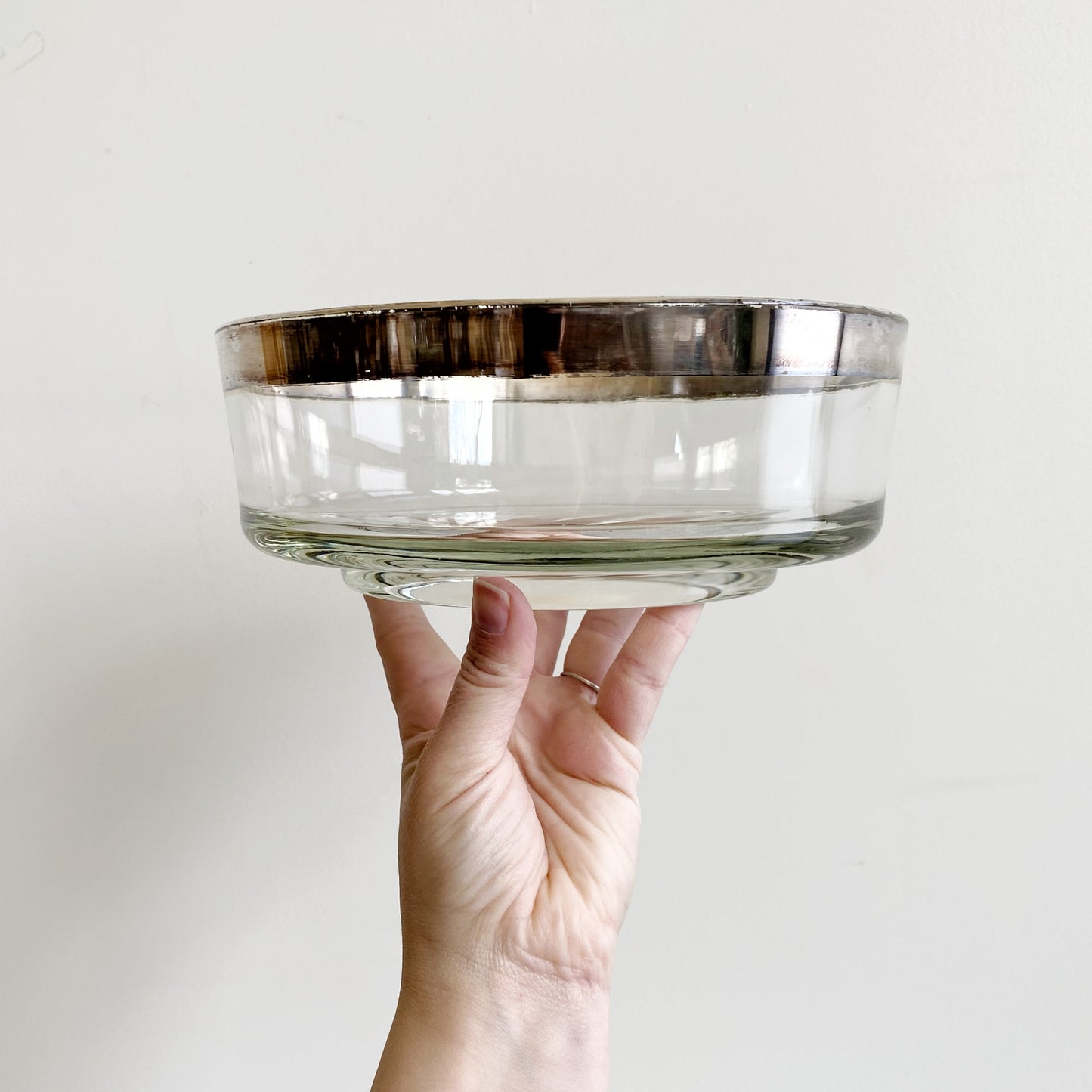 Mid Century Modern Glass Serving Bowl, 8.75"