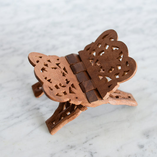 Small Carved Wood Book Stand