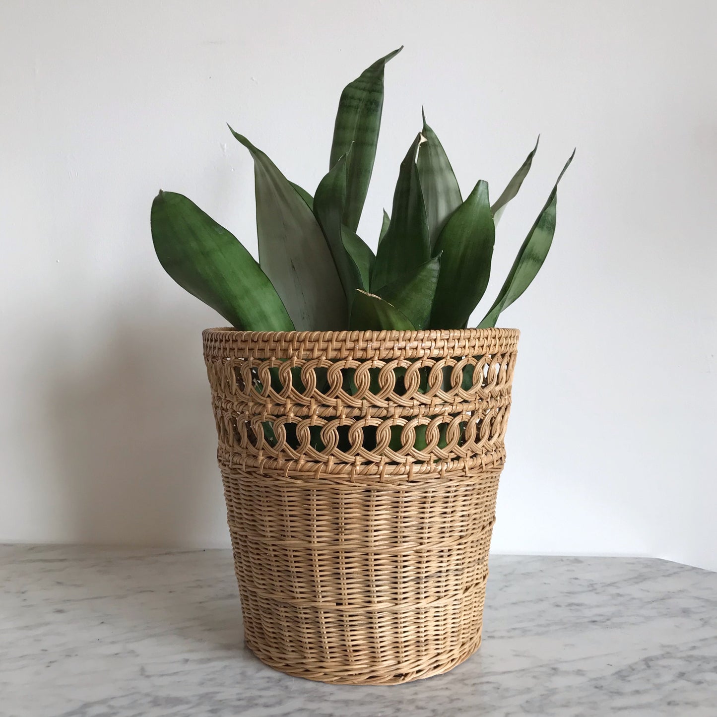 Vintage Wicker Plant Basket / Waste Bin