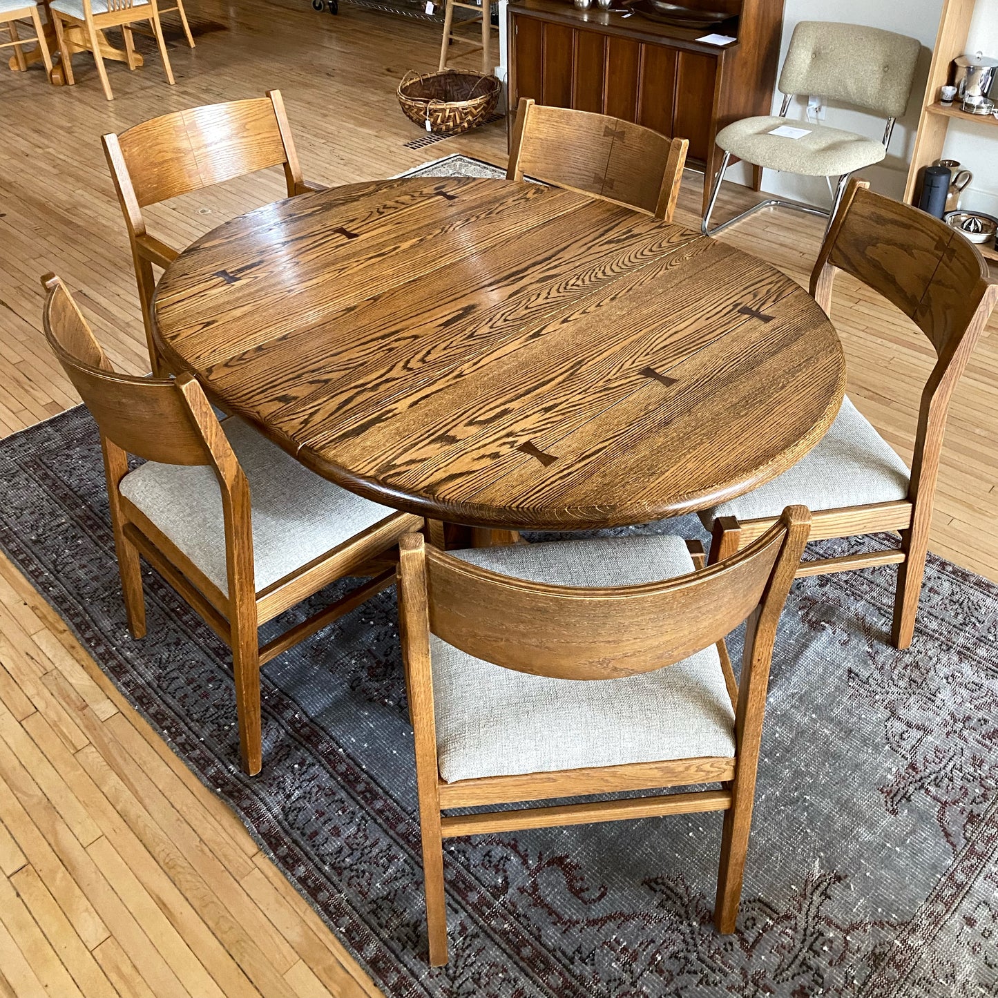 Vintage Solid Oak Dining Set by Conant Ball