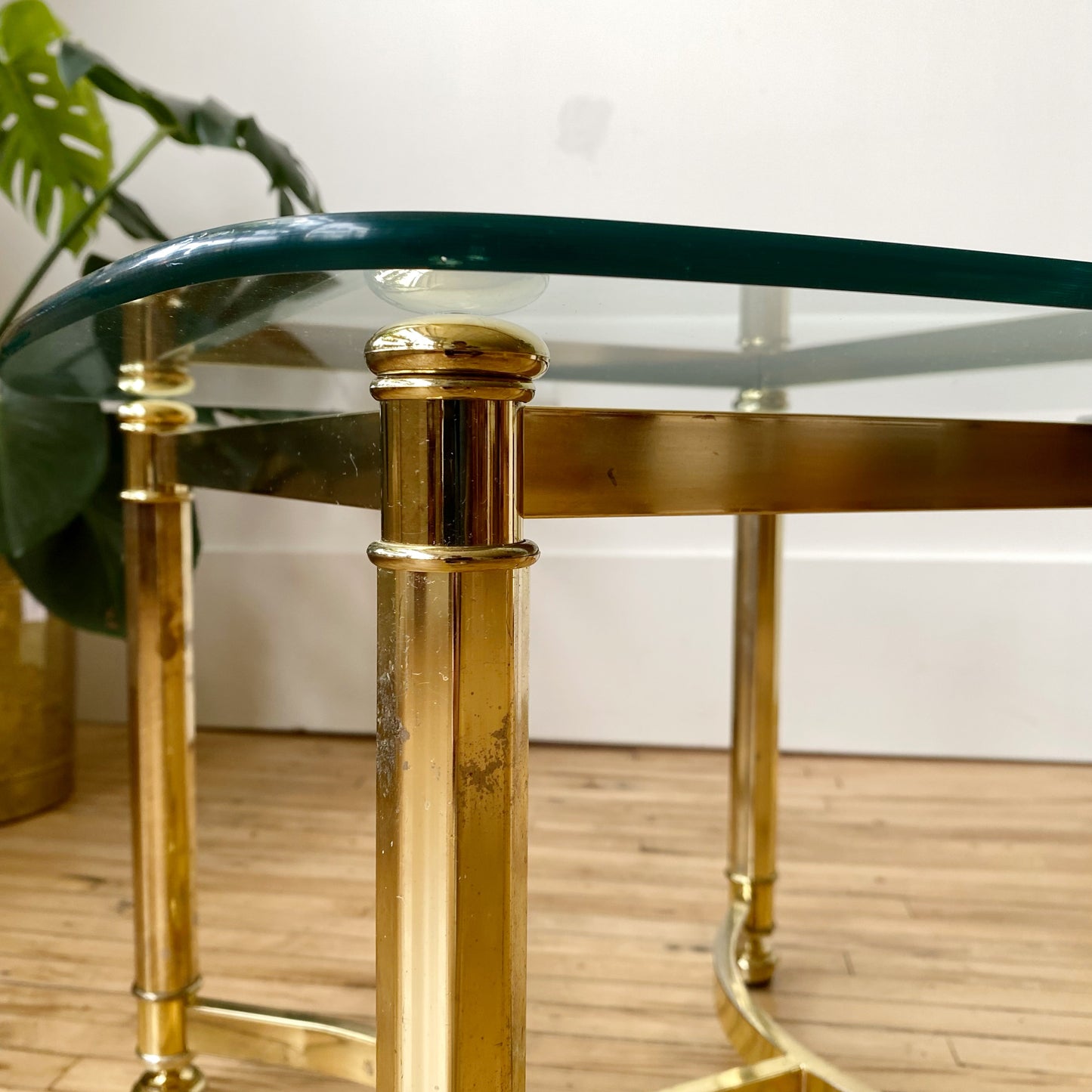 Vintage Brassy Glass Tables