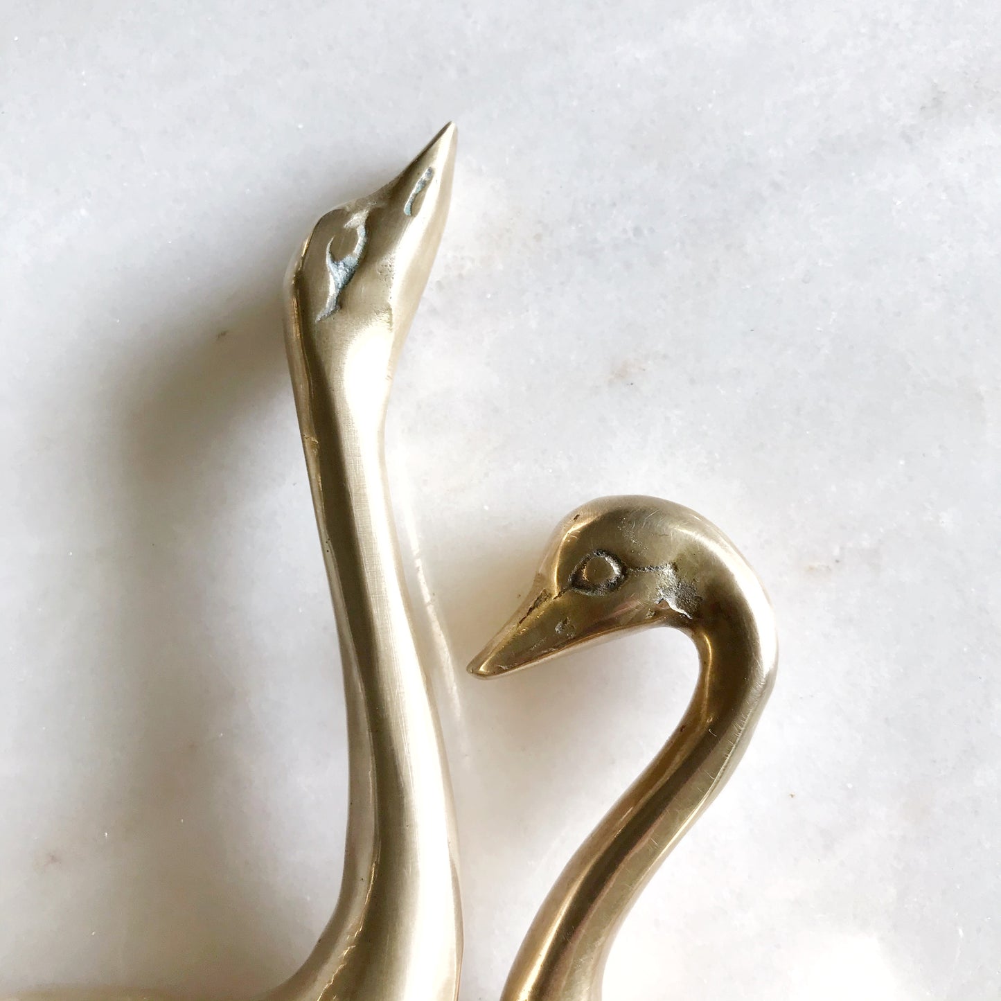 Pair of Minimal Brass Swans