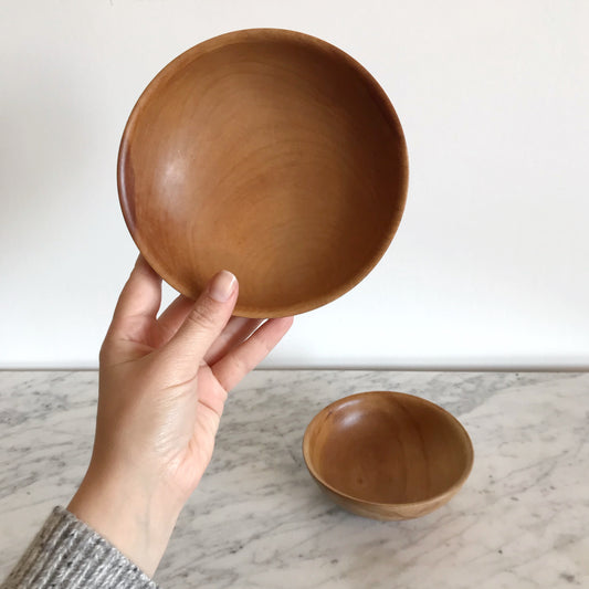 Pair of Vintage Turned Wood Bowls