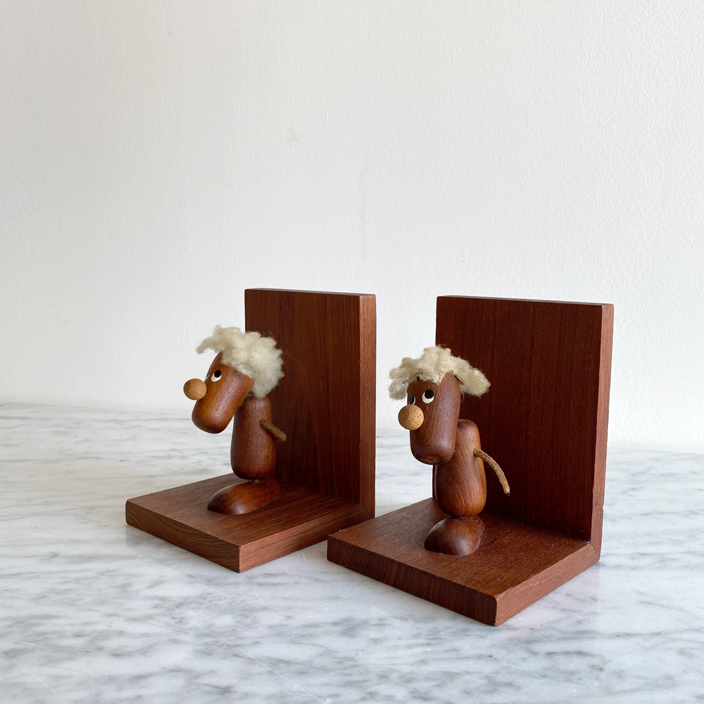 Pair of Vintage Danish Wood Figures Bookends