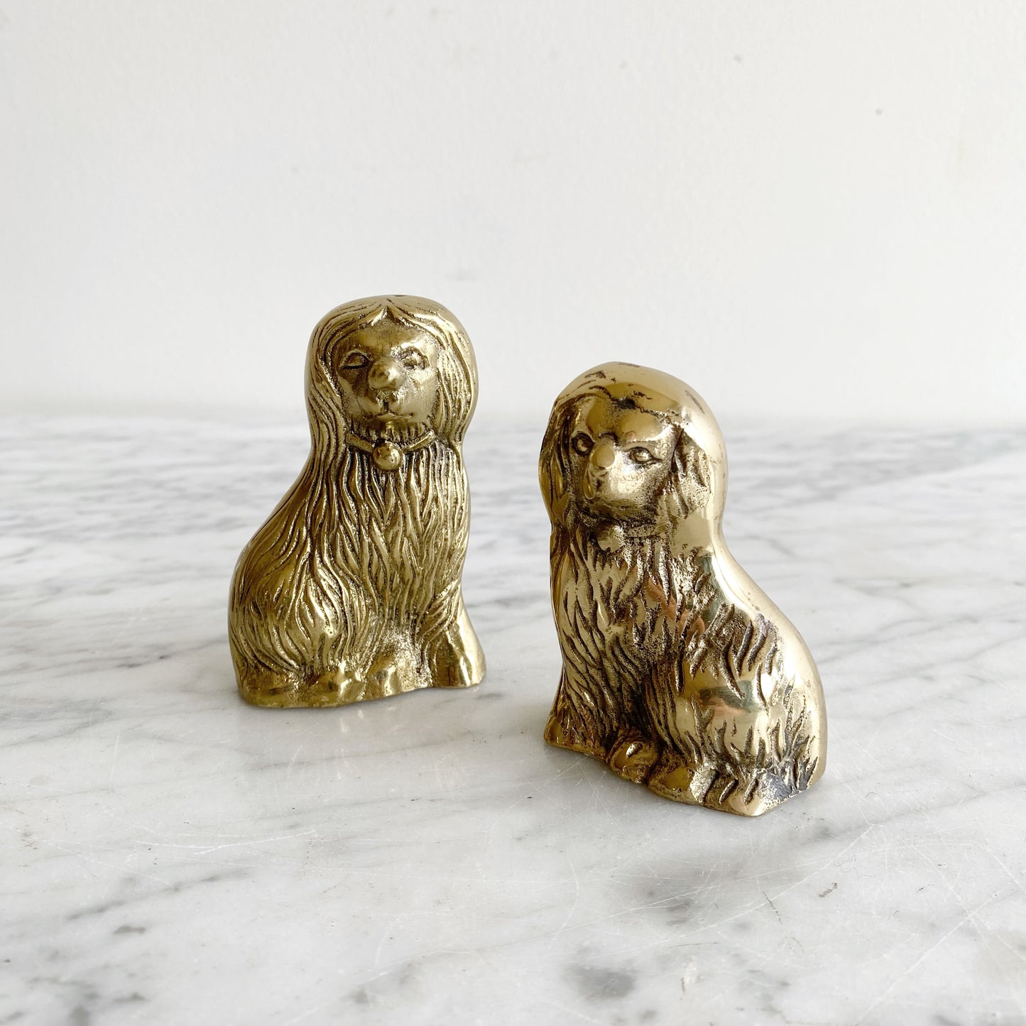 Pair of Vintage Brass Staffordshire Dog Figurines