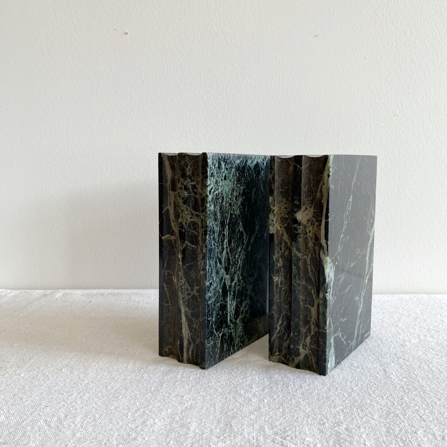 PAIR : Vintage Green Marble Book Ends