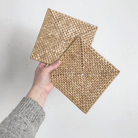 Pair of Woven Straw Square Trivets