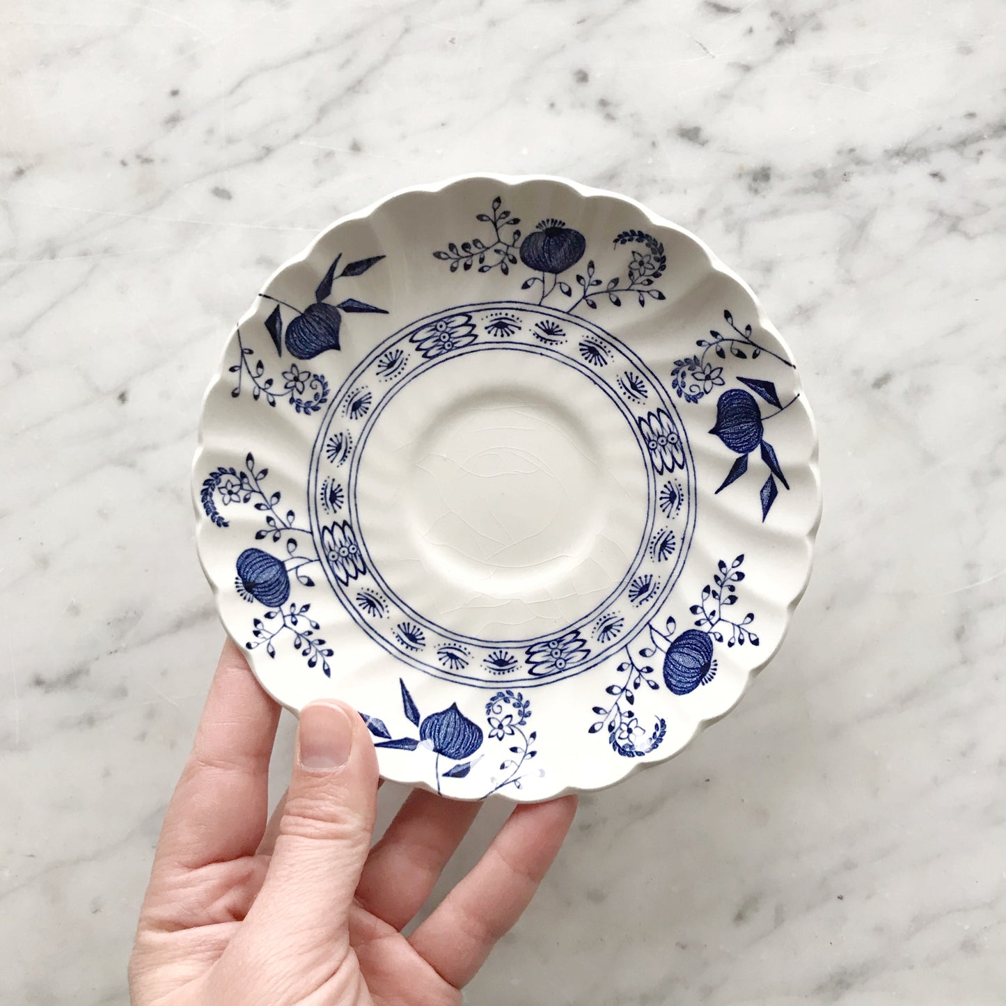 Set of 6 Vintage Ironstone "Blue Nordic" Saucers, England