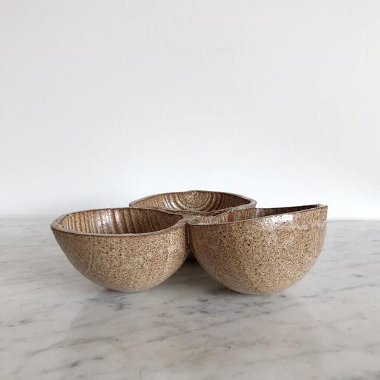 Large Pottery Triple Serving Dish