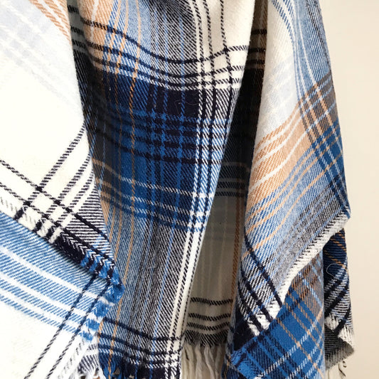 Vintage Blue Plaid Throw Blanket