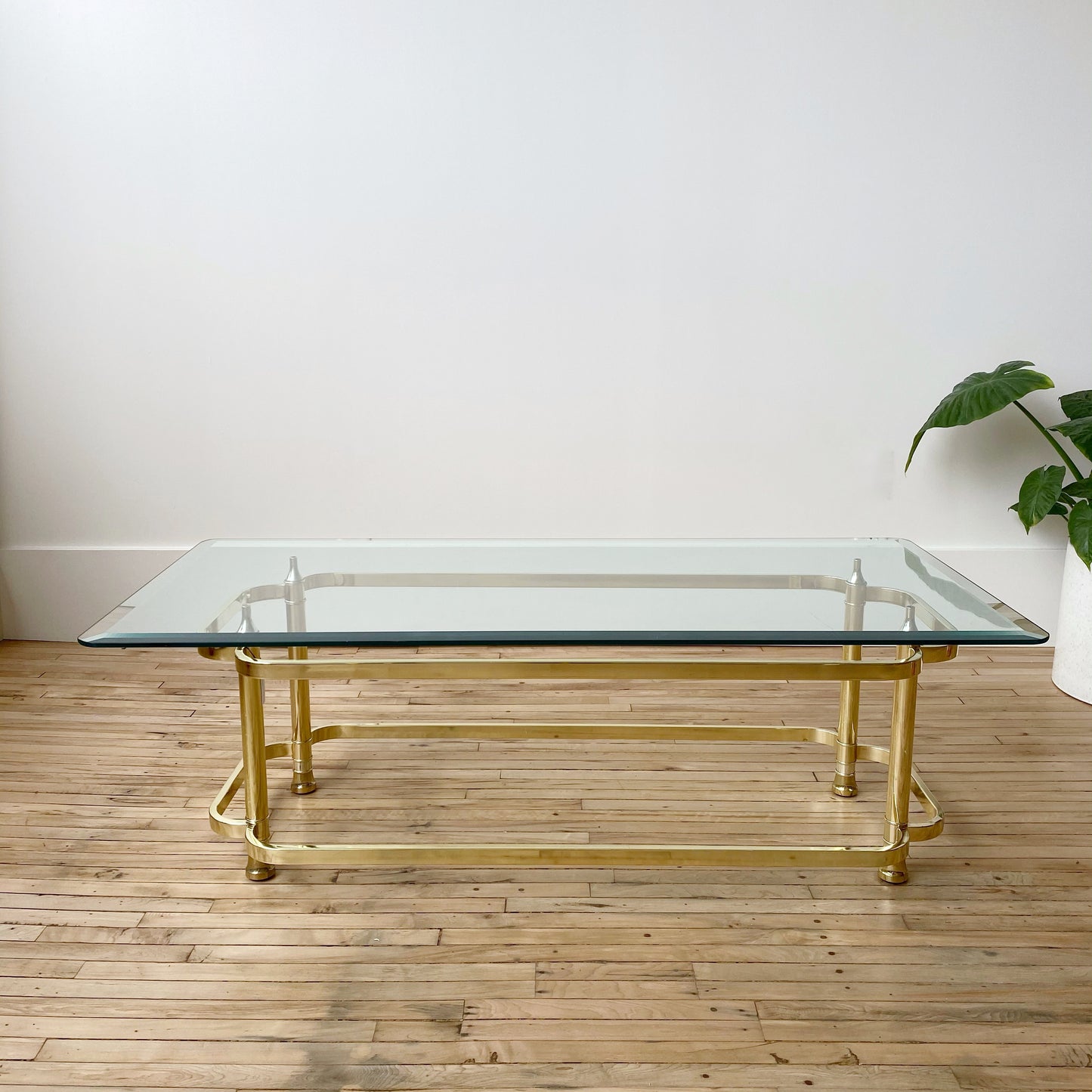 Vintage Brass + Glass Coffee Table