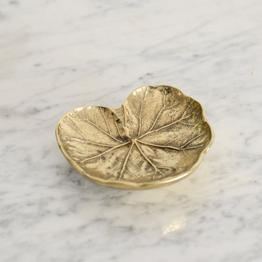 Vintage Brass Geranium Leaf Dish, 1948