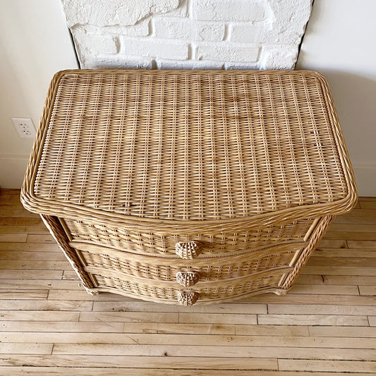 Vintage Natural Wicker Dresser