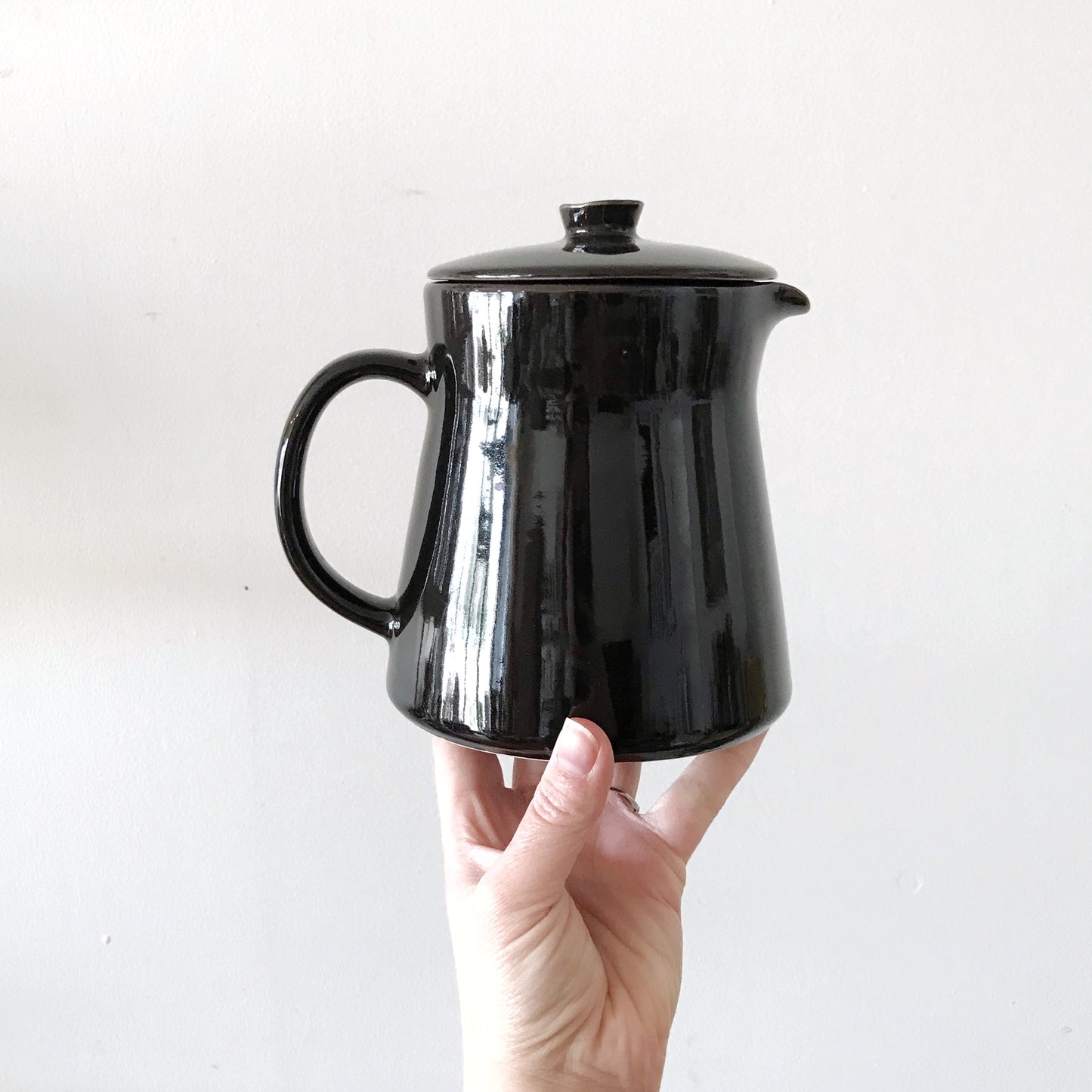 Vintage Black Ceramic Teapot, Finland