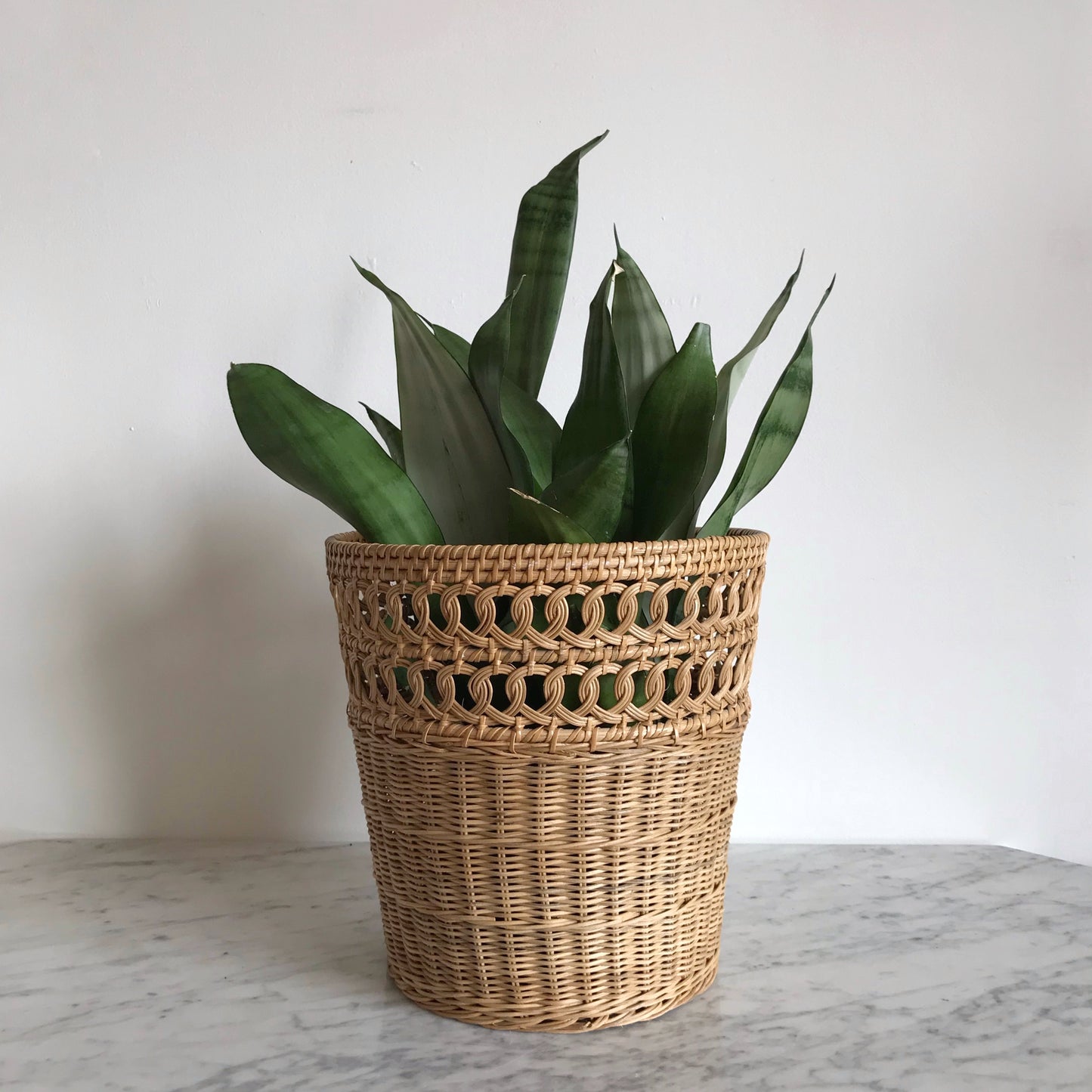 Vintage Wicker Plant Basket / Waste Bin