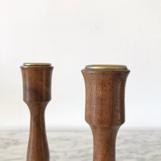 Pair of Wood Candlestick Holders