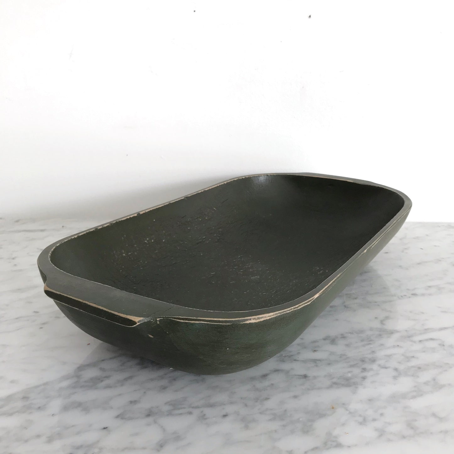 Large Wooden Dough Bowl, Green