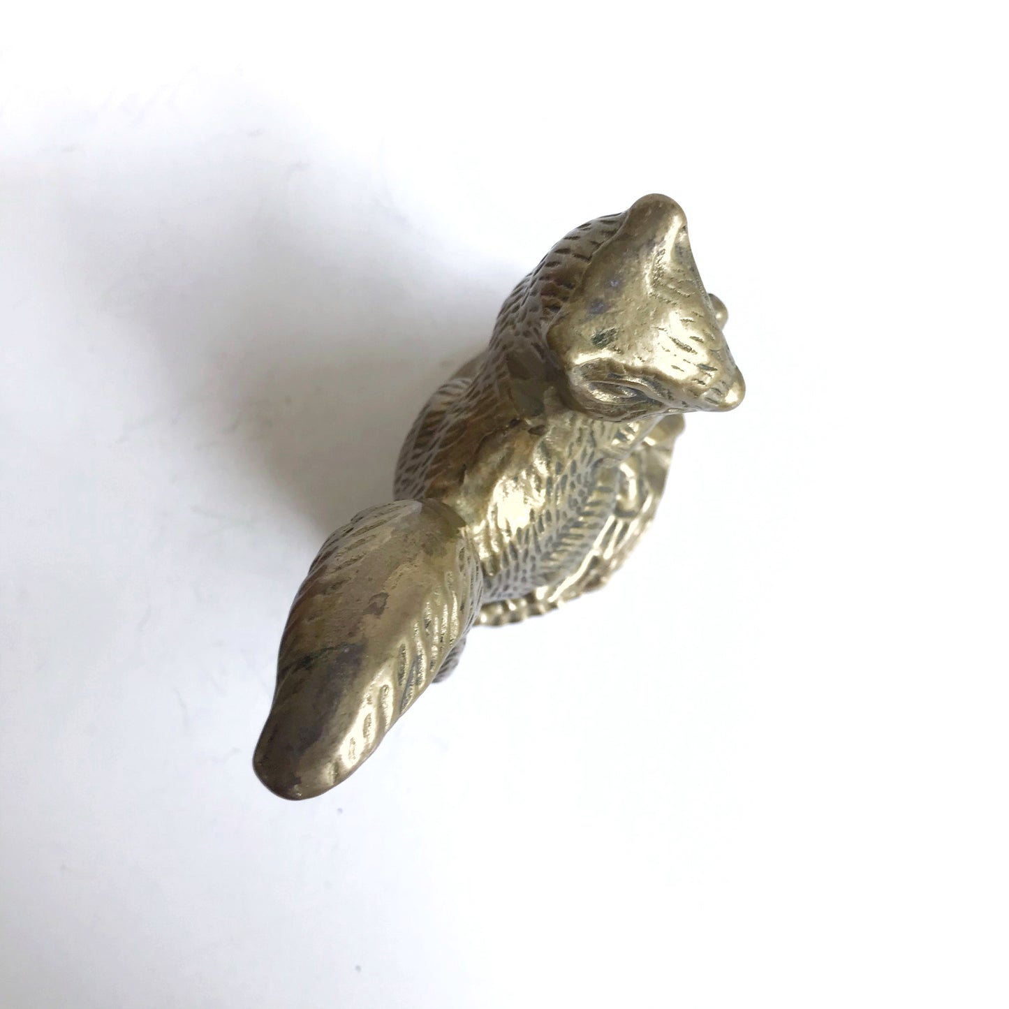 Vintage Brass Squirrel on a Log