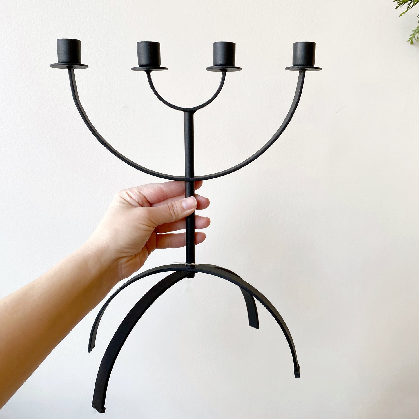 Large Modern Black Metal Candelabra