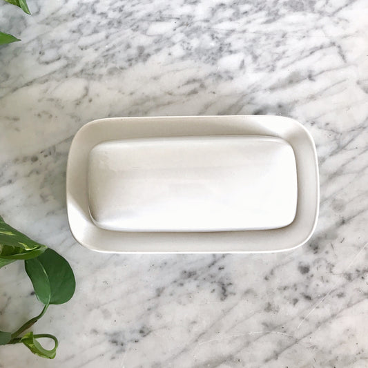 Covered White Ceramic Butter Dish