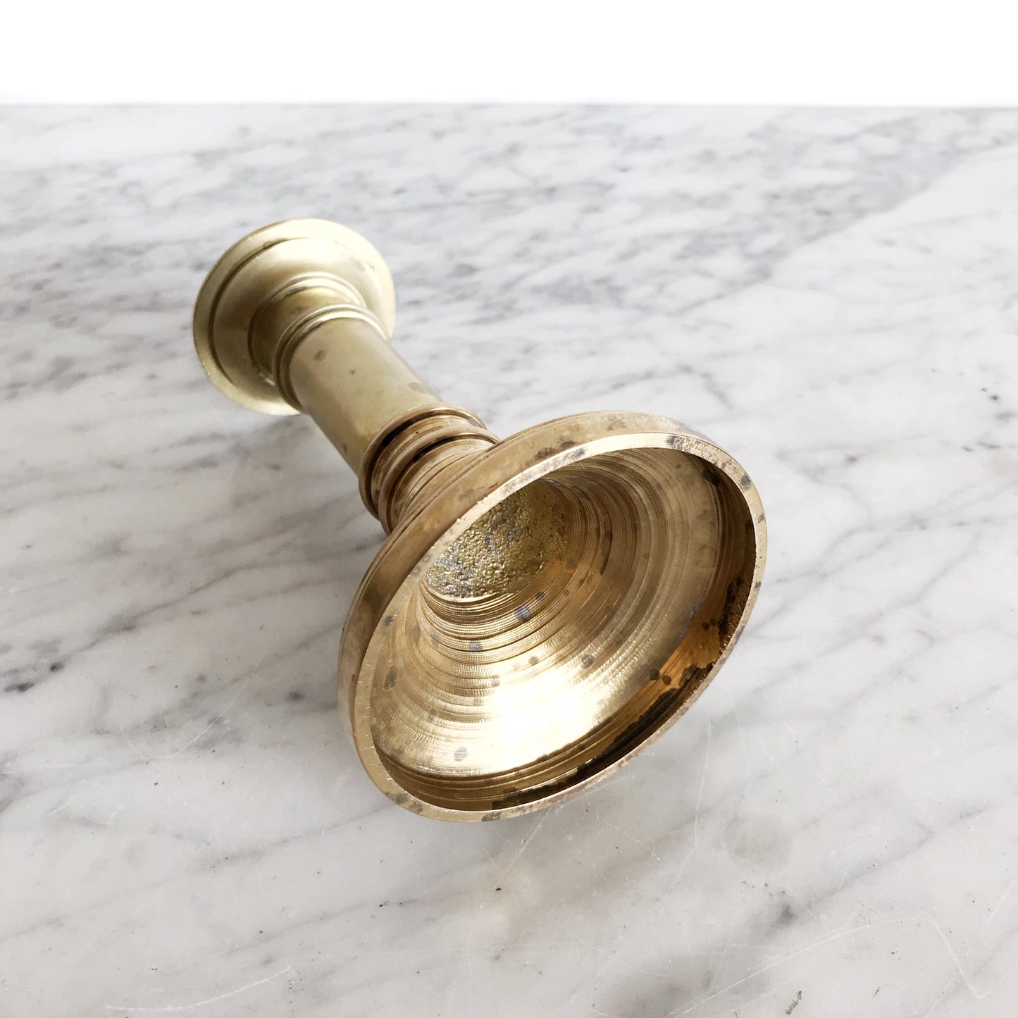 Vintage Ribbed Brass Candle Holder