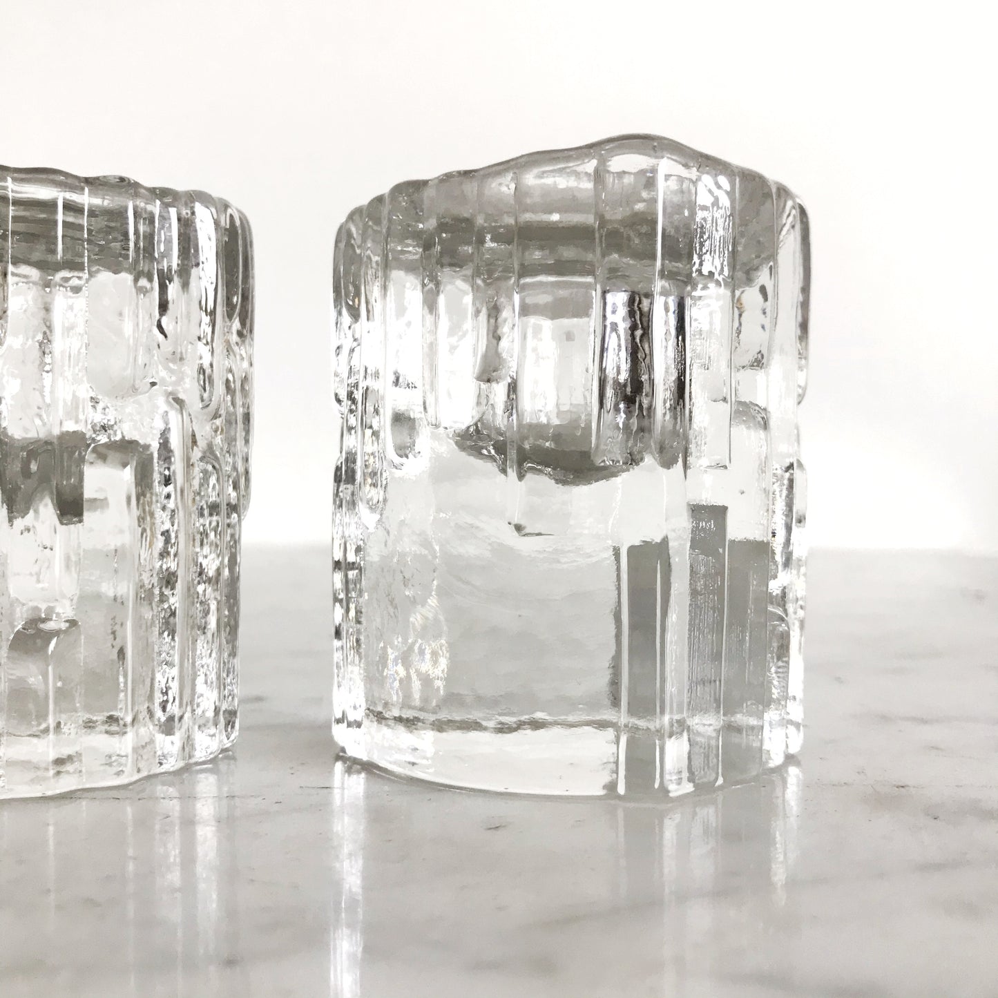 Pair of Glass Candle Holders, HUMPPILA Finland
