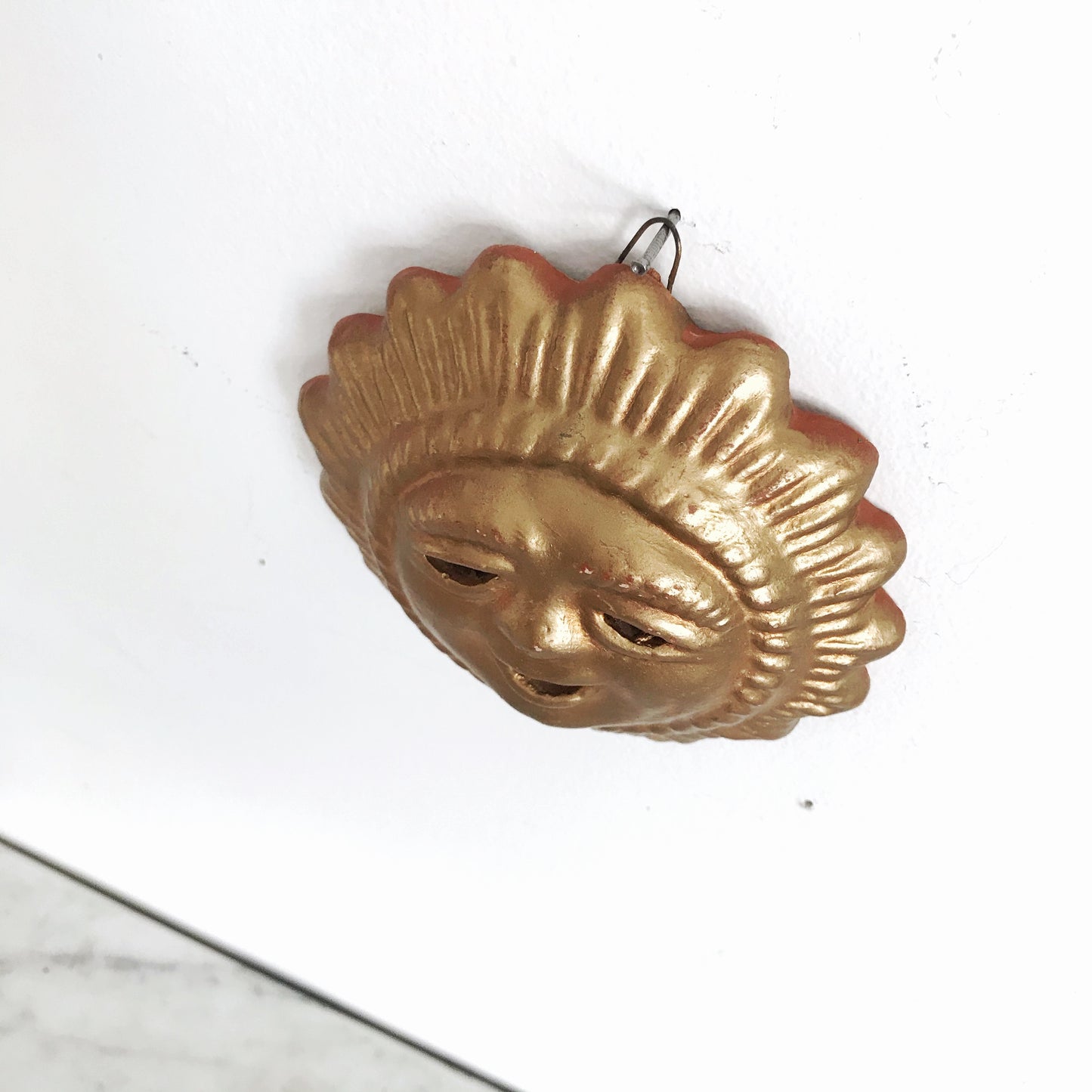 Vintage Golden Terracotta Sun Wall Hanging