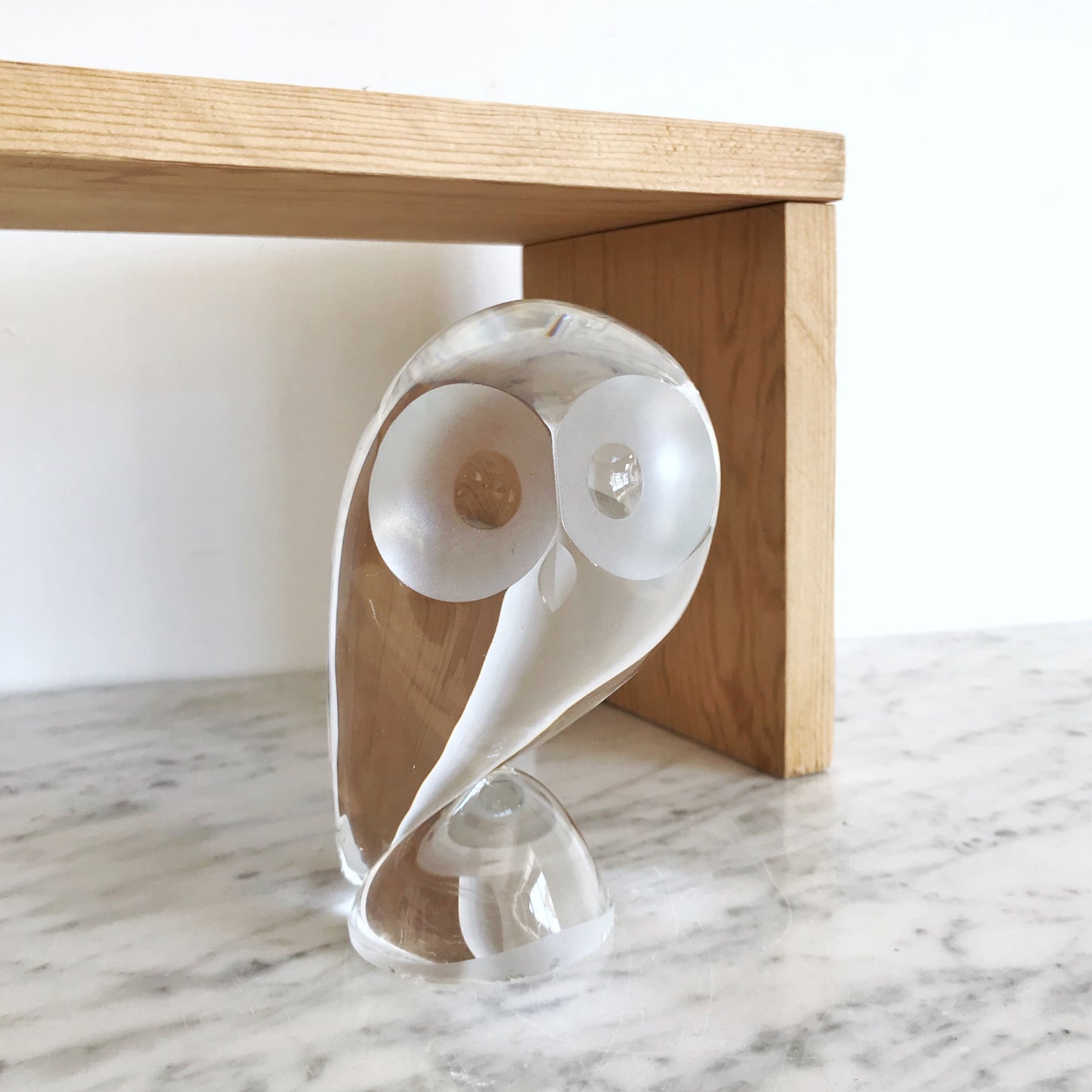 Vintage Handblown Glass Owl Sculpture, 5.5”