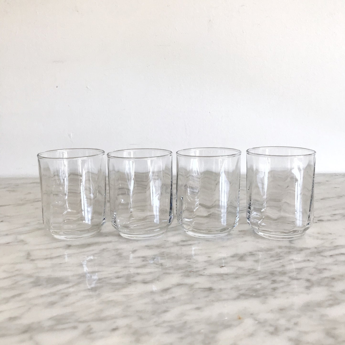 Set of 4 Clear Wavy Glass Juice Cups