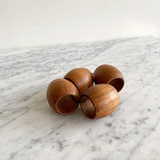 Set of 4 Vintage Teak Napkin Rings