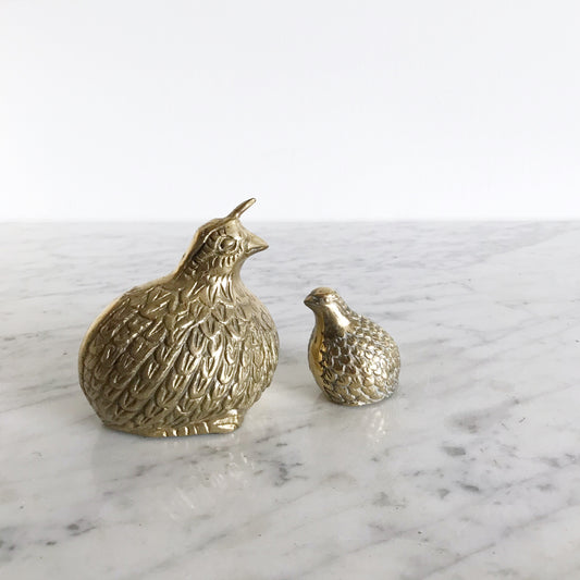 Pair of Darling Vintage Brass Quail