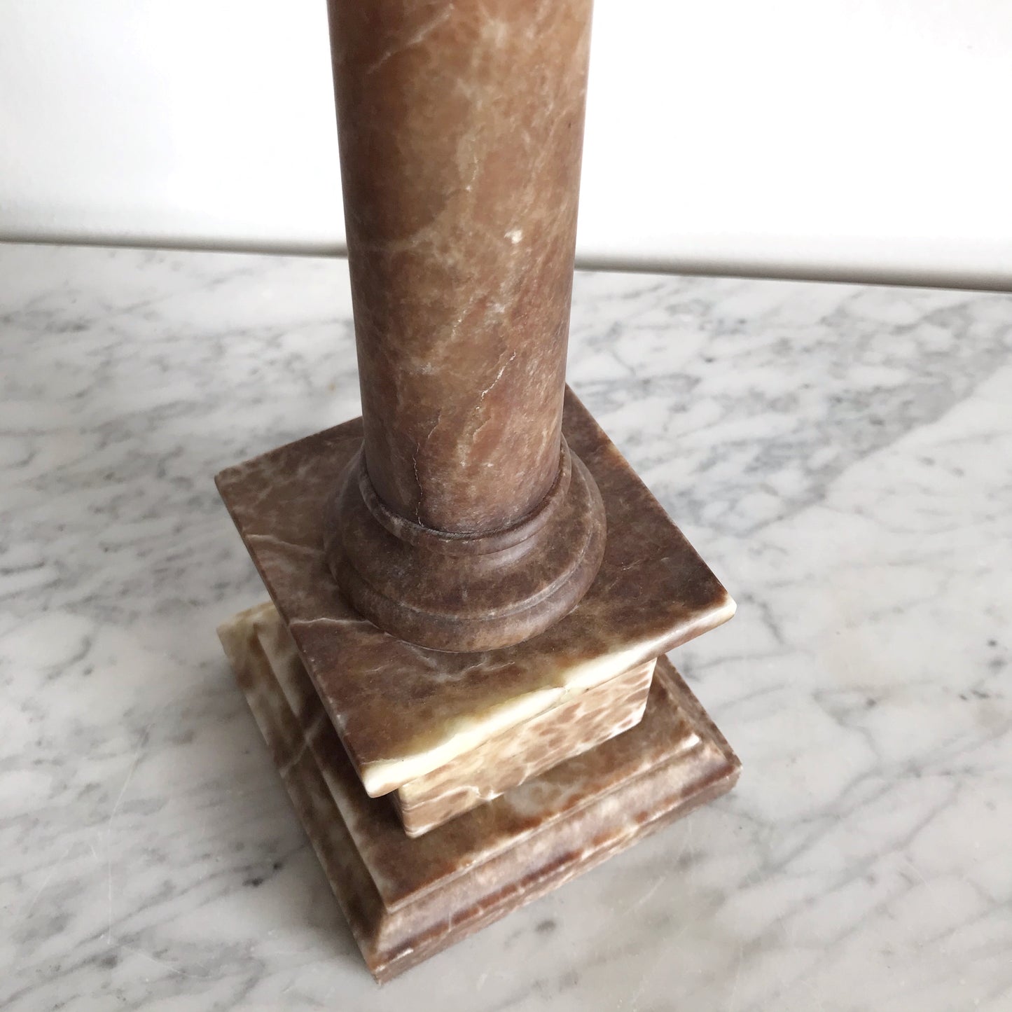 Vintage Slender Alabaster Column Table Lamp, Italy