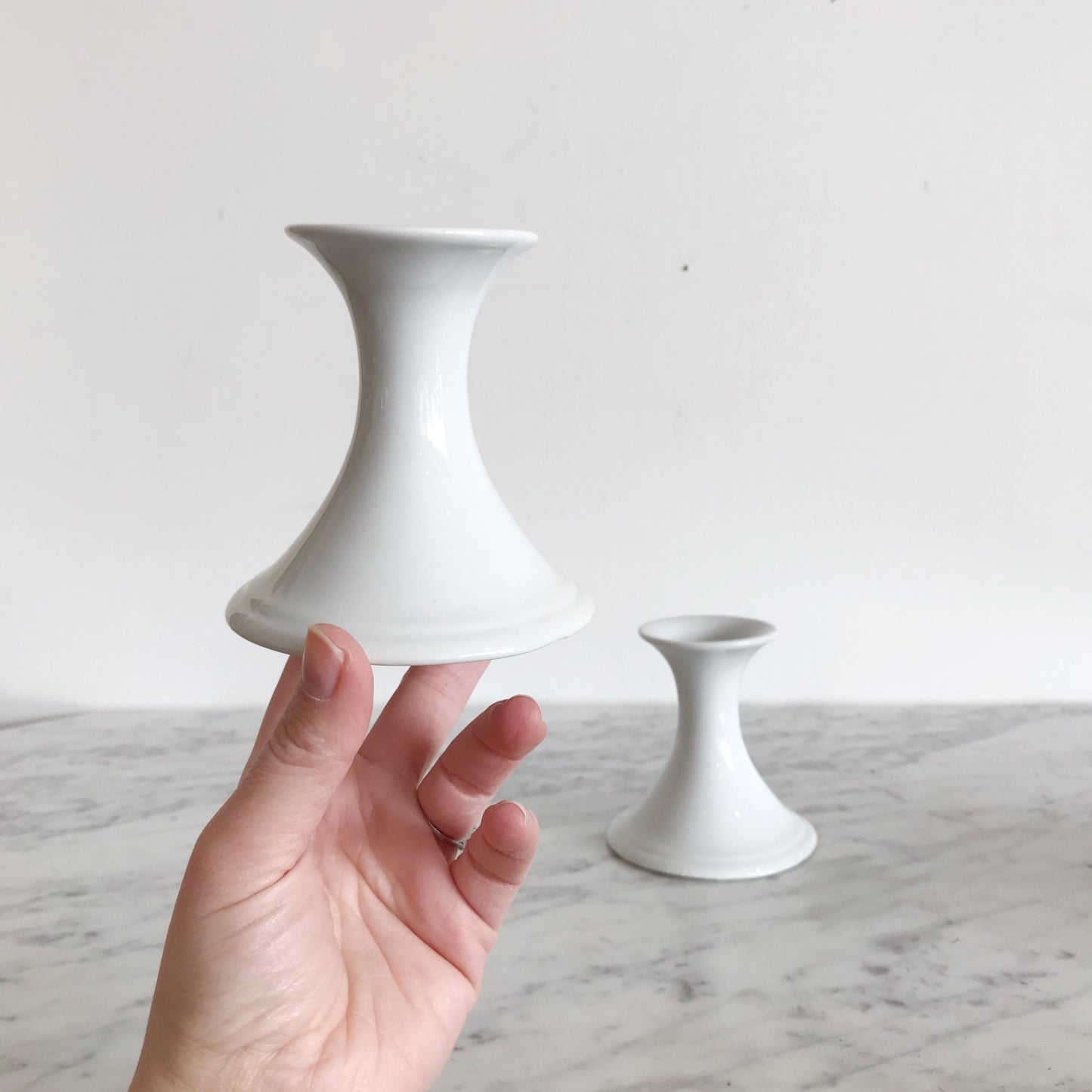 Pair of Simple Porcelain Candle Holders