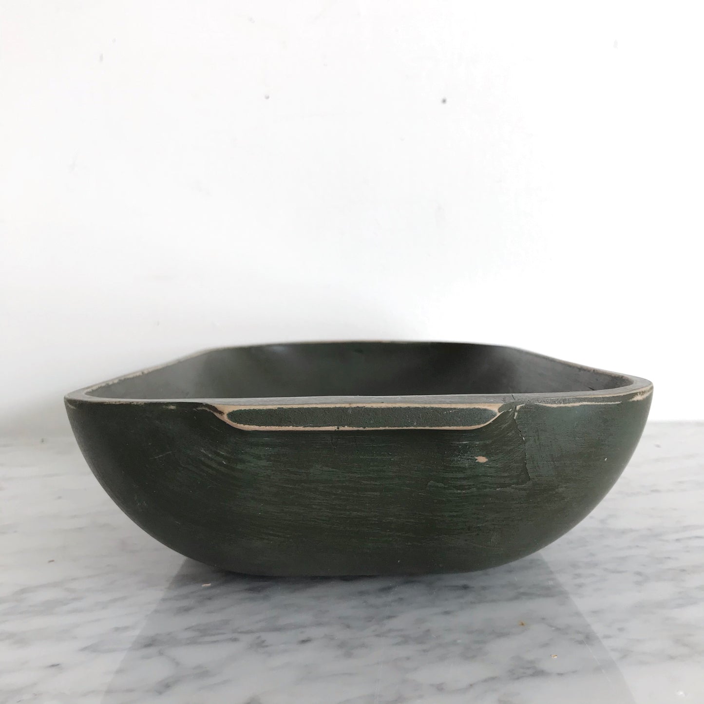 Large Wooden Dough Bowl, Green