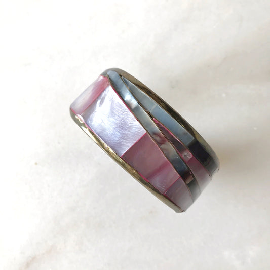 Amazing Vintage Brass + Pearl Cuff Bracelet