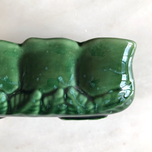 Vintage Leafy Green Ceramic Planter