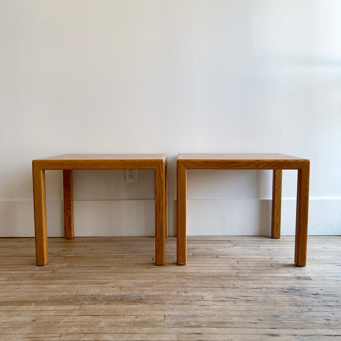 Pair of Vintage Solid Oak End Tables