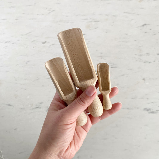 Trio of 3 Little Wooden Scoops