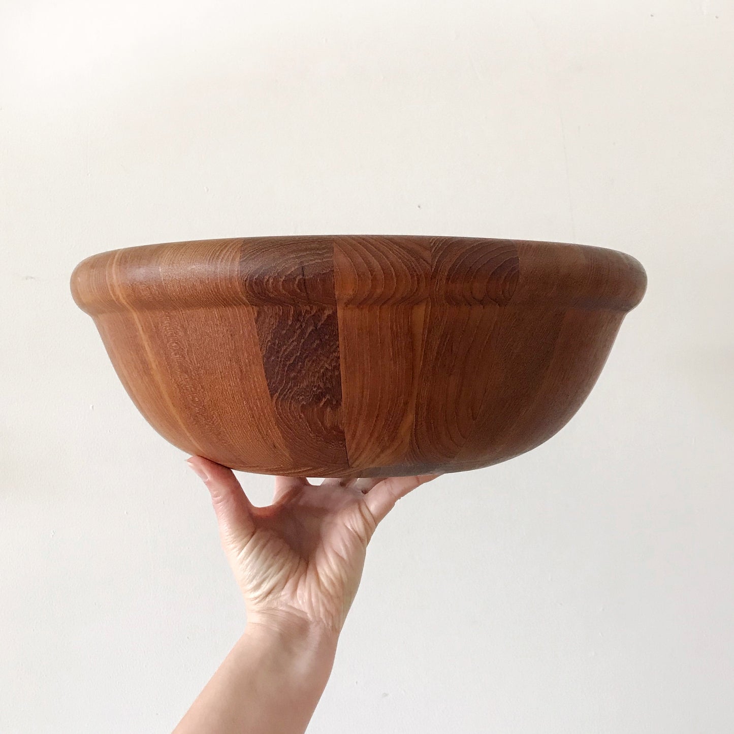 XL Vintage Turned Wood Serving Bowl