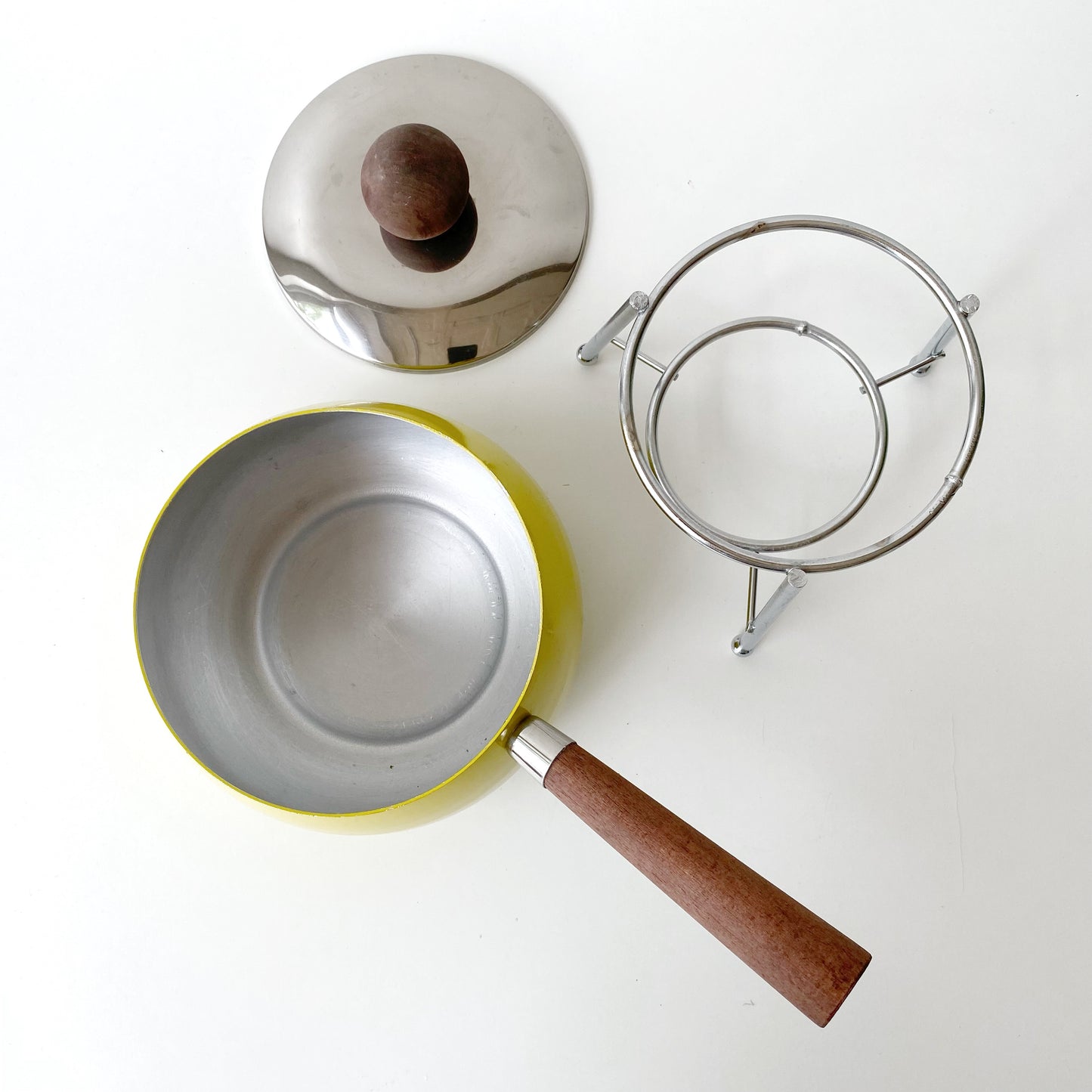 Vintage Yellow Enamel Fondue Saucepan