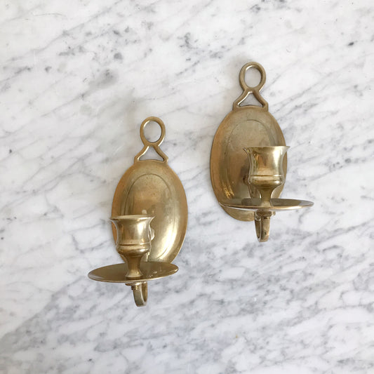 Pair of Vintage Brass Candle Sconces