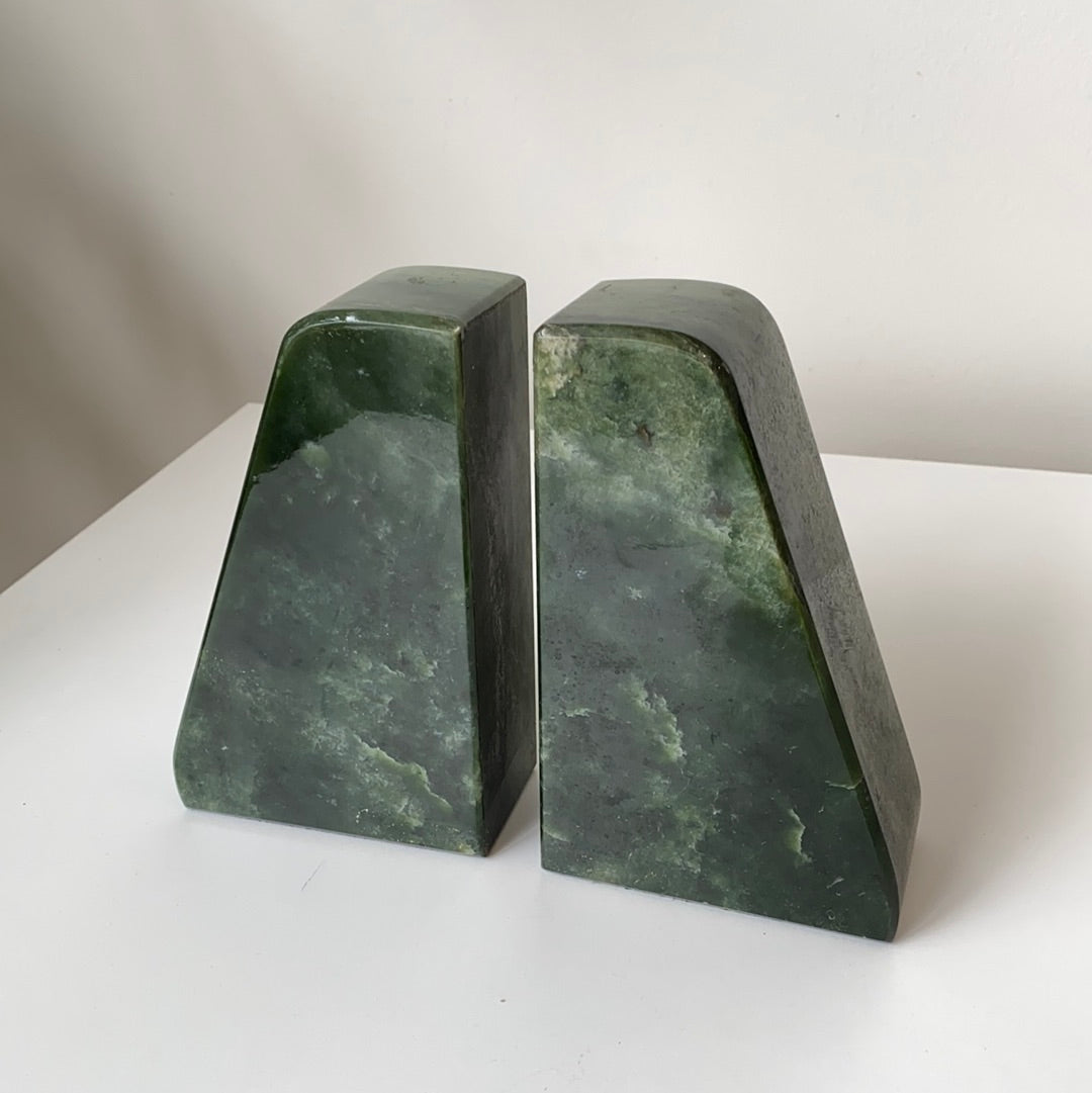 Vintage Green Stone Bookends