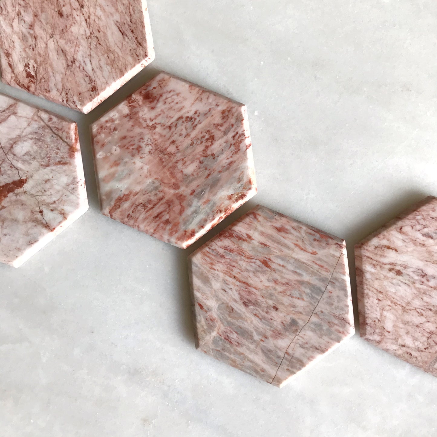 Set of Vintage Pink Marble Coasters