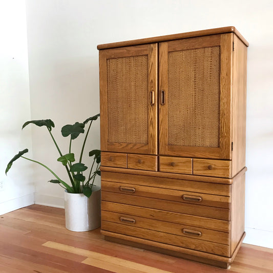 Vintage Oak Dresser with Caning