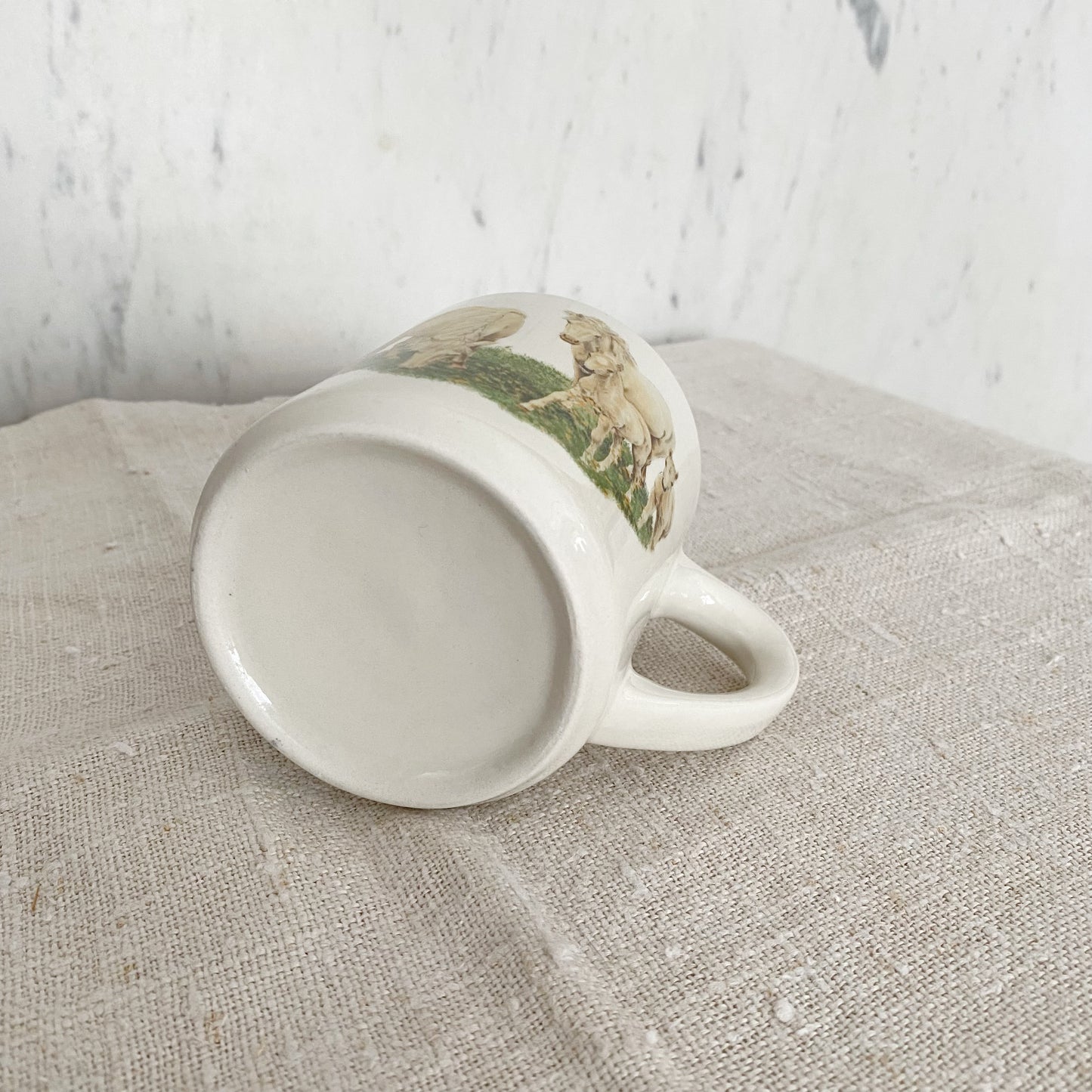 Vintage Ceramic Mug with Horses