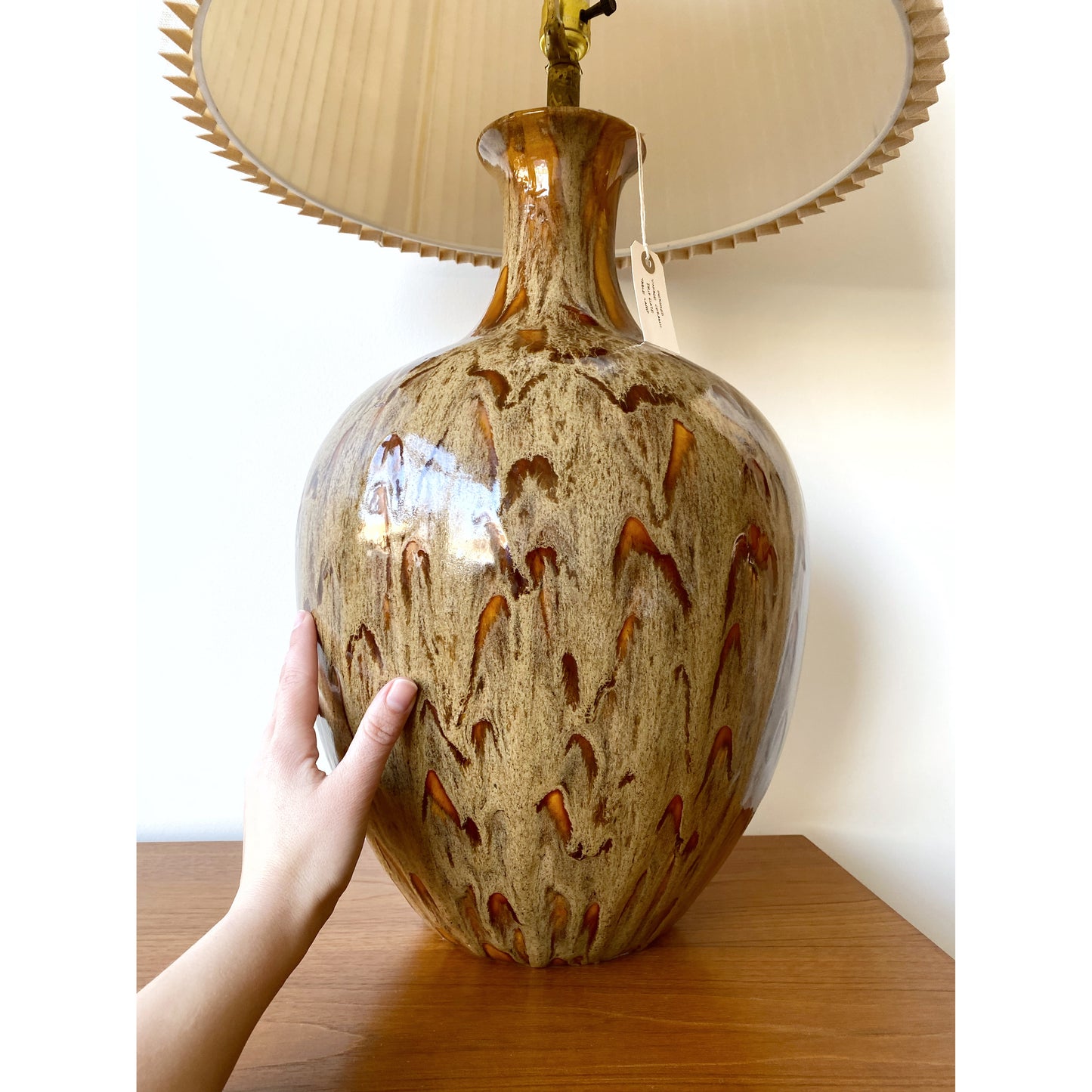 Oversized Vintage Ceramic Drip Glaze Table Lamp